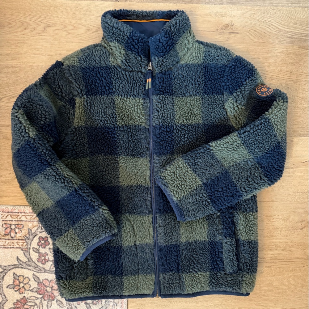 fat face young crew kids 10/11 full zip sherpa fleece jacket